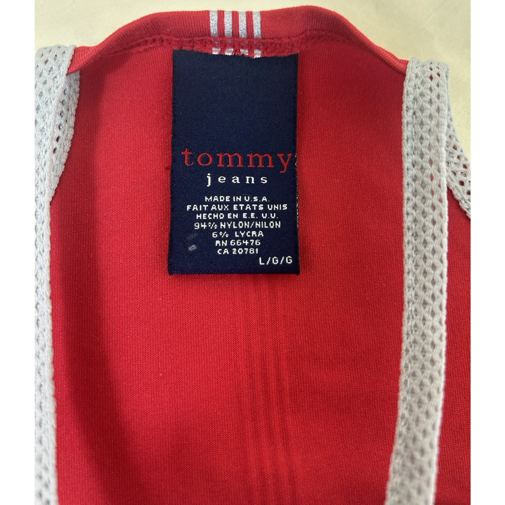 Tommy Jeans Athletics Women's Large Tank Top Shelf Bra Red Orange Vintage 90s - Picture 7 of 8